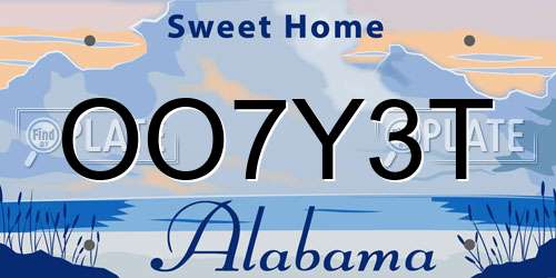 OO7Y3T Alabama License Plate