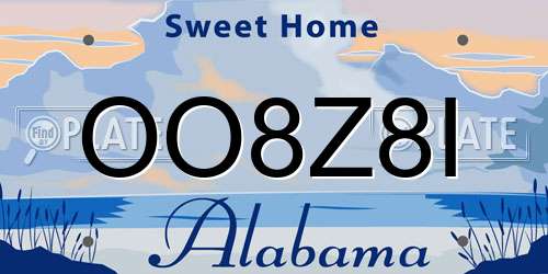 OO8Z8I Alabama License Plate