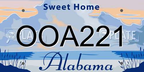 OOA221 Alabama License Plate
