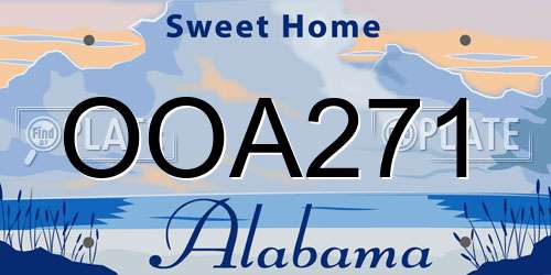 OOA271 Alabama License Plate