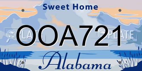 OOA721 Alabama License Plate