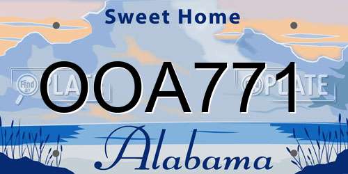 OOA771 Alabama License Plate