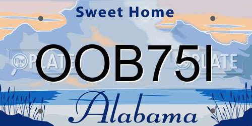 OOB75I Alabama License Plate