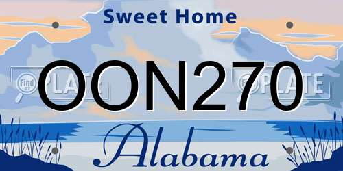 OON270 Alabama License Plate