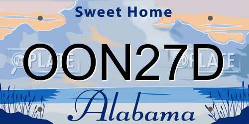 OON27D Alabama License Plate
