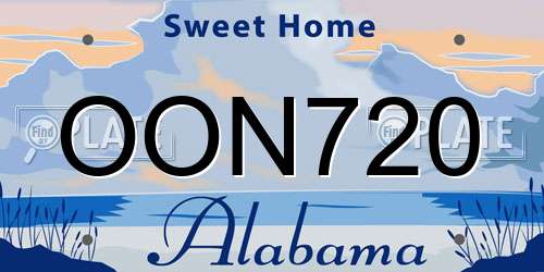OON720 Alabama License Plate