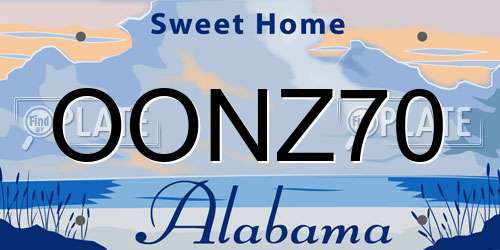 OONZ70 Alabama License Plate