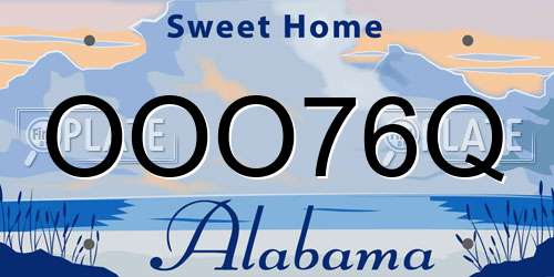 OOO76Q Alabama License Plate