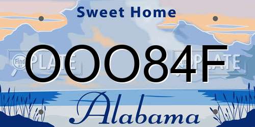 OOO84F Alabama License Plate