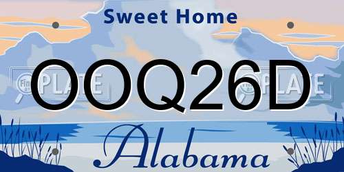 OOQ26D Alabama License Plate