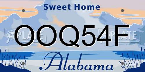 OOQ54F Alabama License Plate