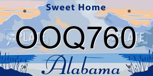 OOQ760 Alabama License Plate