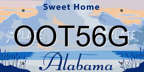 OOT56G Alabama License Plate