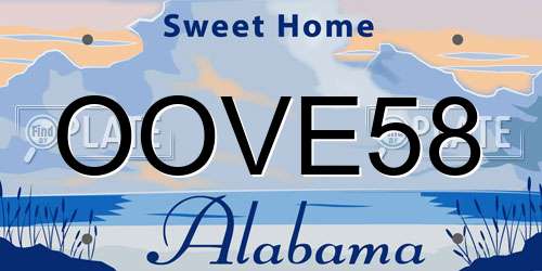 OOVE58 Alabama License Plate