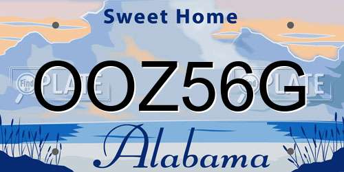 OOZ56G Alabama License Plate