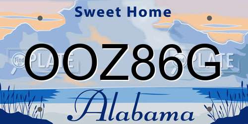OOZ86G Alabama License Plate