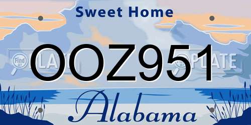 OOZ951 Alabama License Plate