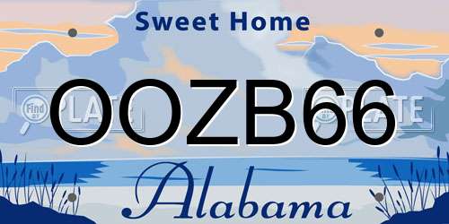 OOZB66 Alabama License Plate
