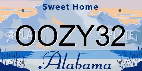 OOZY32 Alabama License Plate