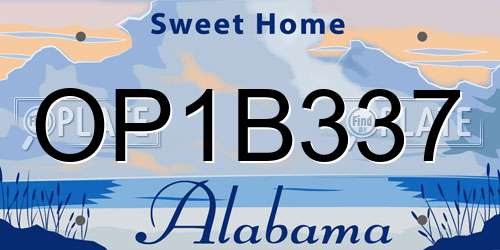 OP1B337 Alabama License Plate