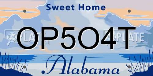 OP5O4T Alabama License Plate