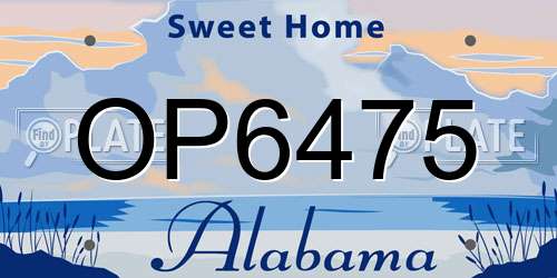 OP6475 Alabama License Plate