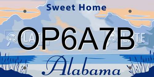 OP6A7B Alabama License Plate
