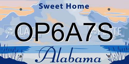 OP6A7S Alabama License Plate