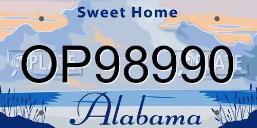 OP98990 Alabama License Plate