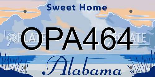OPA464 Alabama License Plate