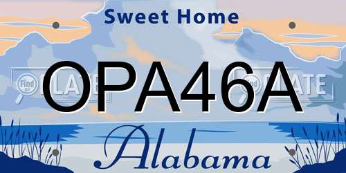 OPA46A Alabama License Plate