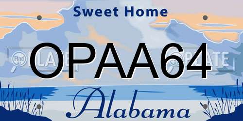 OPAA64 Alabama License Plate