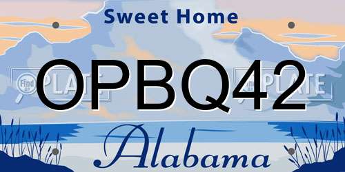OPBQ42 Alabama License Plate