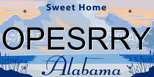 OPESRRY Alabama License Plate