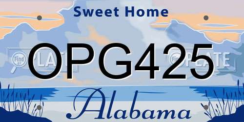 OPG425 Alabama License Plate