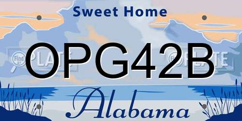 OPG42B Alabama License Plate