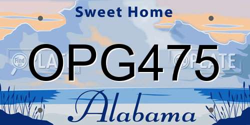 OPG475 Alabama License Plate