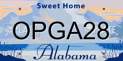 OPGA28 Alabama License Plate