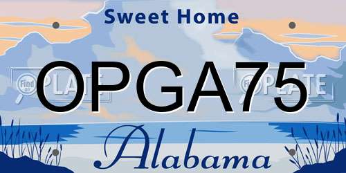 OPGA75 Alabama License Plate