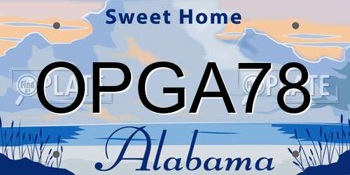 OPGA78 Alabama License Plate