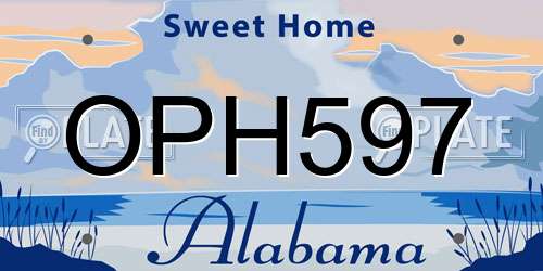 OPH597 Alabama License Plate