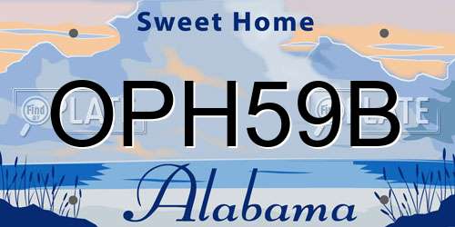 OPH59B Alabama License Plate