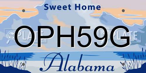 OPH59G Alabama License Plate