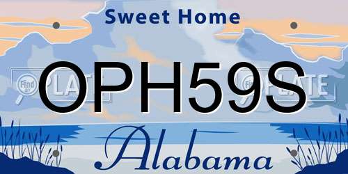 OPH59S Alabama License Plate