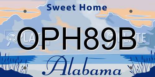 OPH89B Alabama License Plate