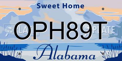 OPH89T Alabama License Plate