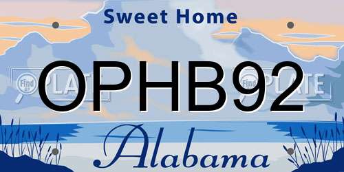OPHB92 Alabama License Plate