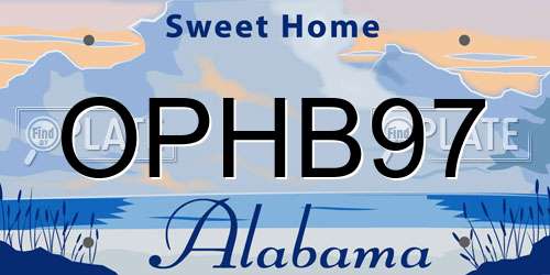 OPHB97 Alabama License Plate
