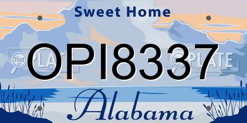 OPI8337 Alabama License Plate