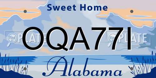 OQA77I Alabama License Plate